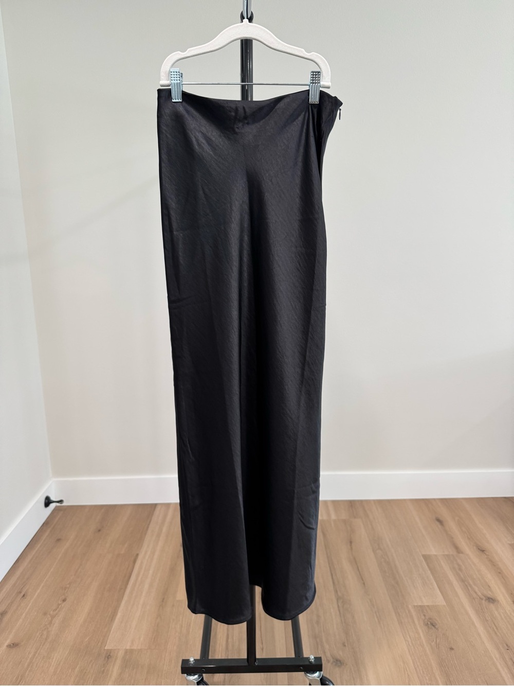 NWT Open Edit by Nordstrom Satin Glossy Maxi Skirt, Black